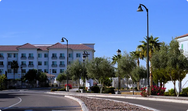 Chandler, Arizona - May 11 2024: The Cays at downtown Ocotillo offers a collection of luxury one- and two-bedroom Chandler condominium homes and penthouse lofts.